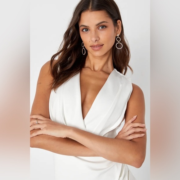 Lulus Cocktail Hour Ivory Wrap Dress – Size Small – NWT - Picture 3 of 7